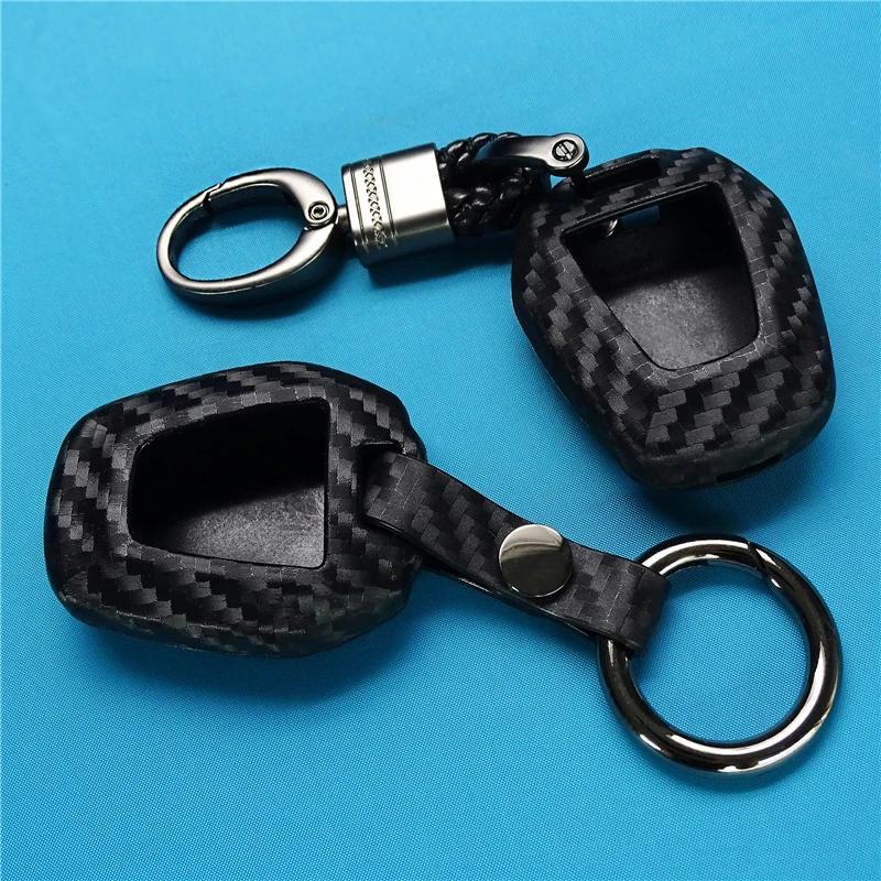 1 Piece Carbon Fiber Silicone Keychain Car Key Case for Isuzu DMAX D-MAX Mu-x 2.5 2 Buttons Car Key Cover