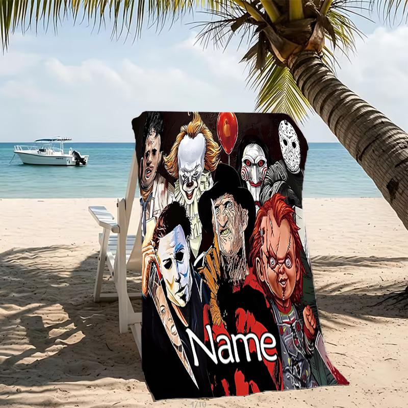 Customizable personalized beach towels Horror movies themed designs.Suitable for the beach, yoga, sports;ideal as beach accessories