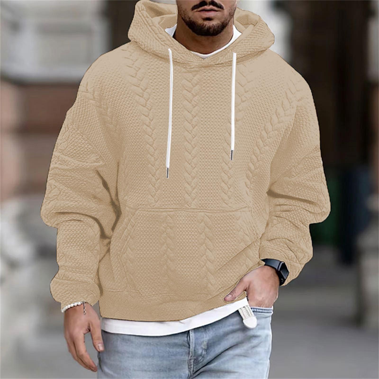 

Мужское повседневное пальто больших размеров с капюшоном и длинными рукавами, трикотажное мужское XL хаки