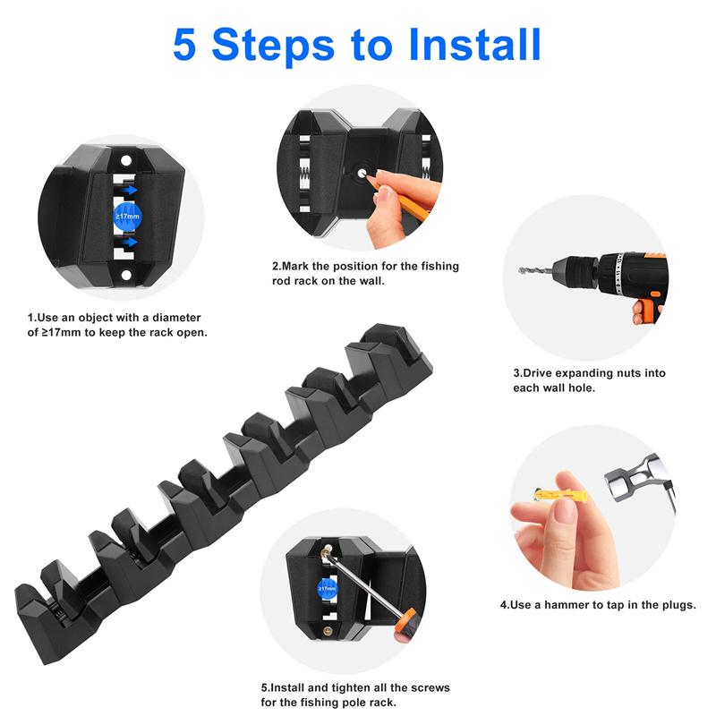 Angelrutenhalter Wandmontage Platzsparend Hält 6 Ruten Für Garage Werkstatt Zuhause