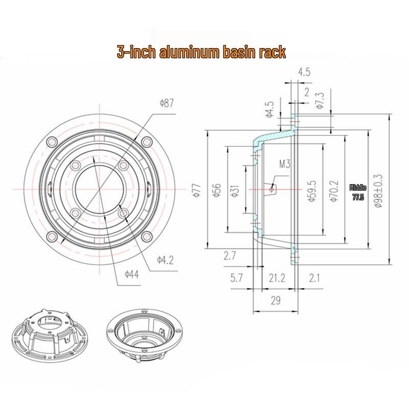 Speaker Horn Loudspeaker, Cast Aluminum Basket, Repair Parts (3  4  5  6.5  8 ) 3-inch