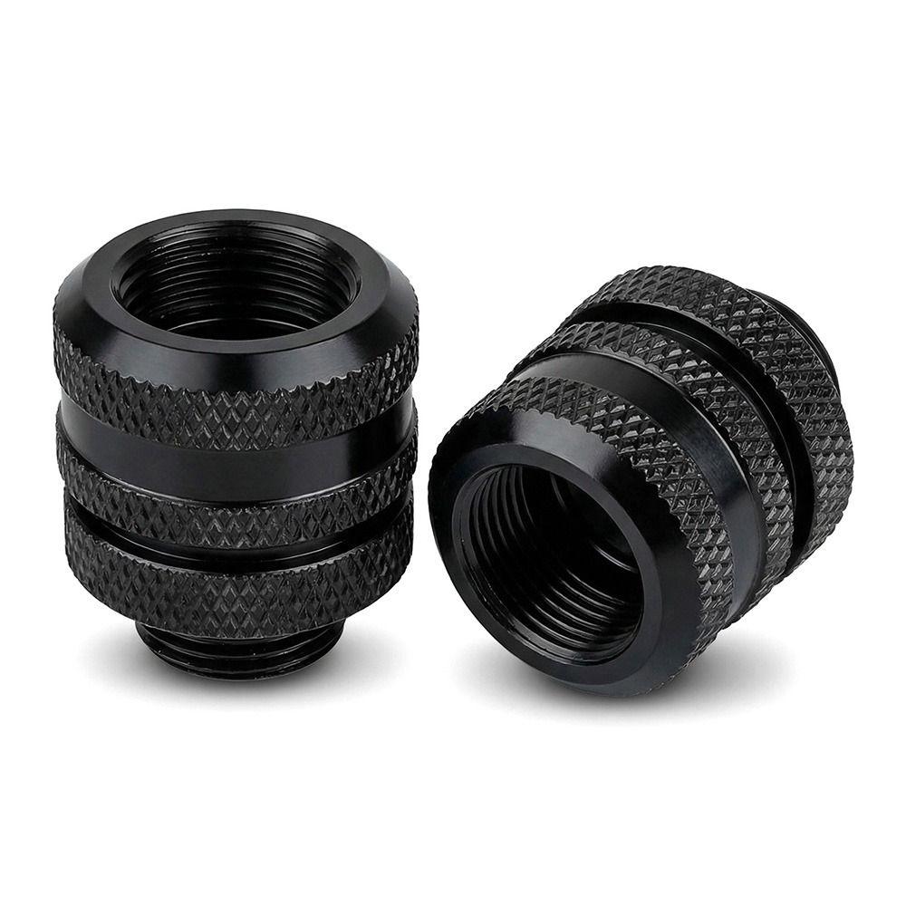 2PCS Quick Tightening G1/4 Compression Fitting OD 14MM Silver/Black Extender Connector Hard Tube Fitting Computer Water Cooling
