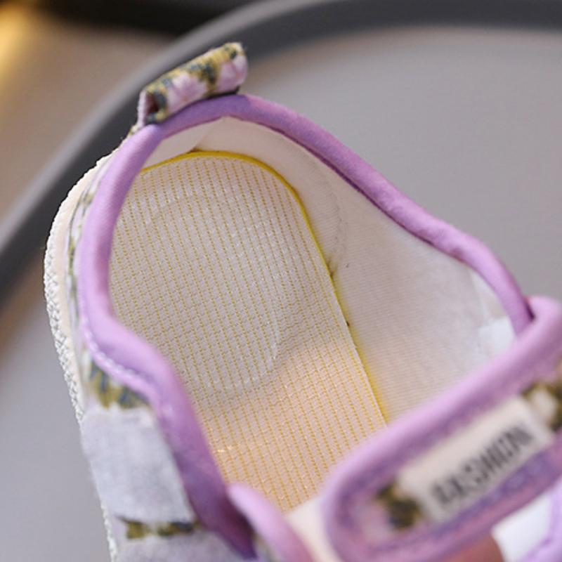 Spring and Autumn Boys and Girls College Style Retro Comfortable Wear-resistant Soft-soled Floral Canvas Shoes