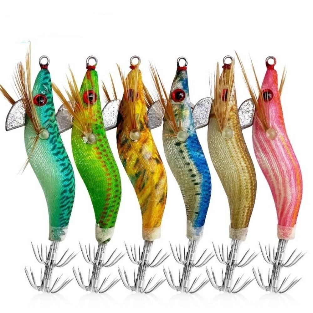 Hard Fishing Lure 1.5# Squid Jig 8.2g 7cm Hard Bait Luminous Glow in Dark Prawn Lure Fishing Tackle