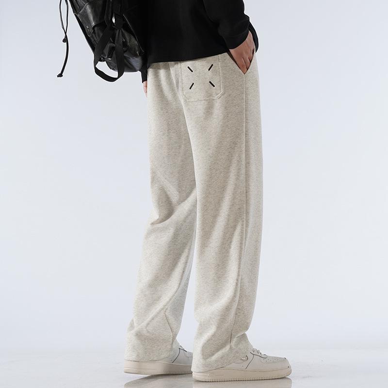 Men's Fleece-Lined Wide-Leg Casual Sweatpants for Autumn and Winter