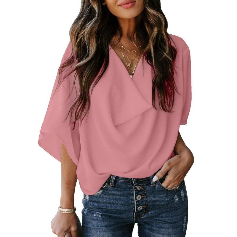 Chiffon Shirt Loose V-neck Casual Top