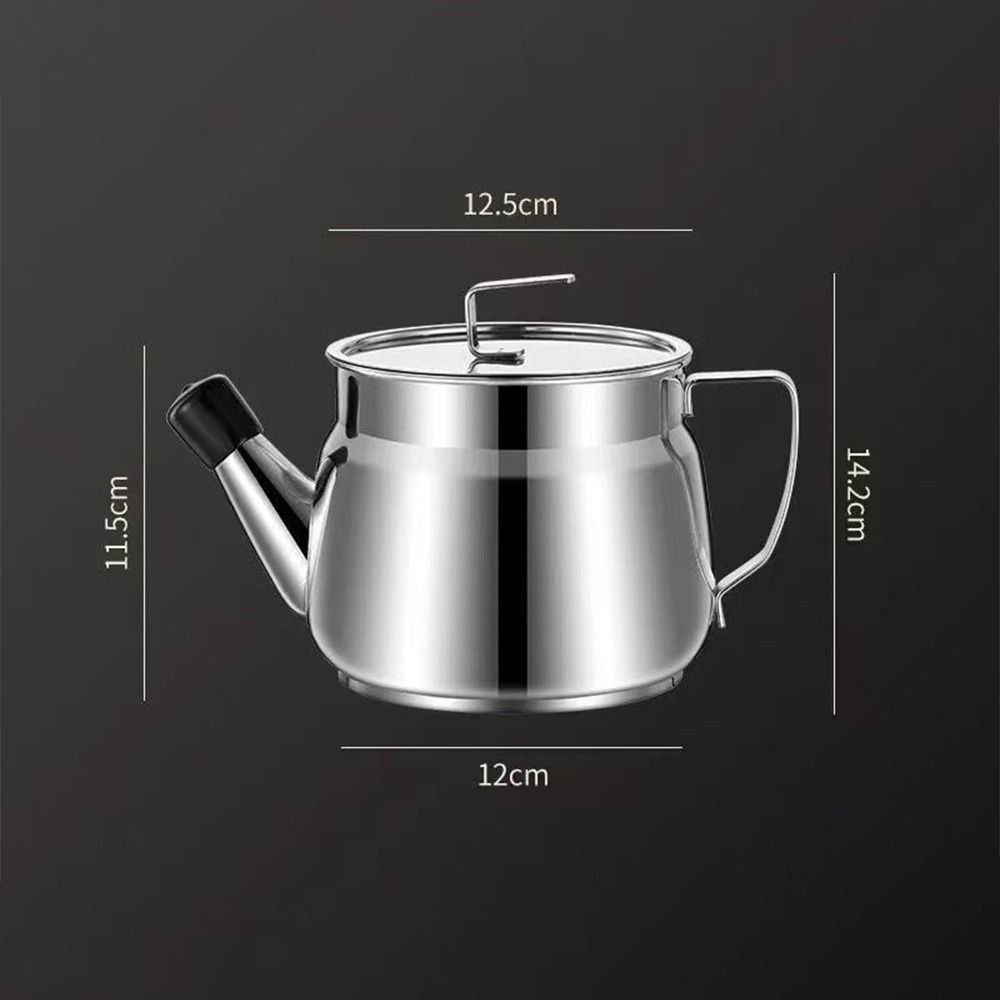 Portable 1.5L Oil Filter Pot Stainless Steel Large Capacity Cooking Oil Strainer Storage Container With Lid Oil Pot Kitchen