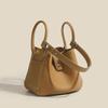 Genuine Leather Women's Soft Bucket Bag - Unique Style & Solid Color Handbag