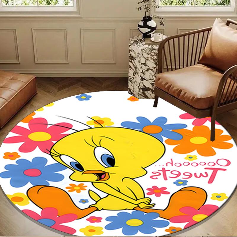 Cartoon rabbit Yellow Bird Round Rug for Livingroom,Bedroom, Palyroom, Chair Rug, Area rug, Circle Carpet, Large Size Fan Christmas gift