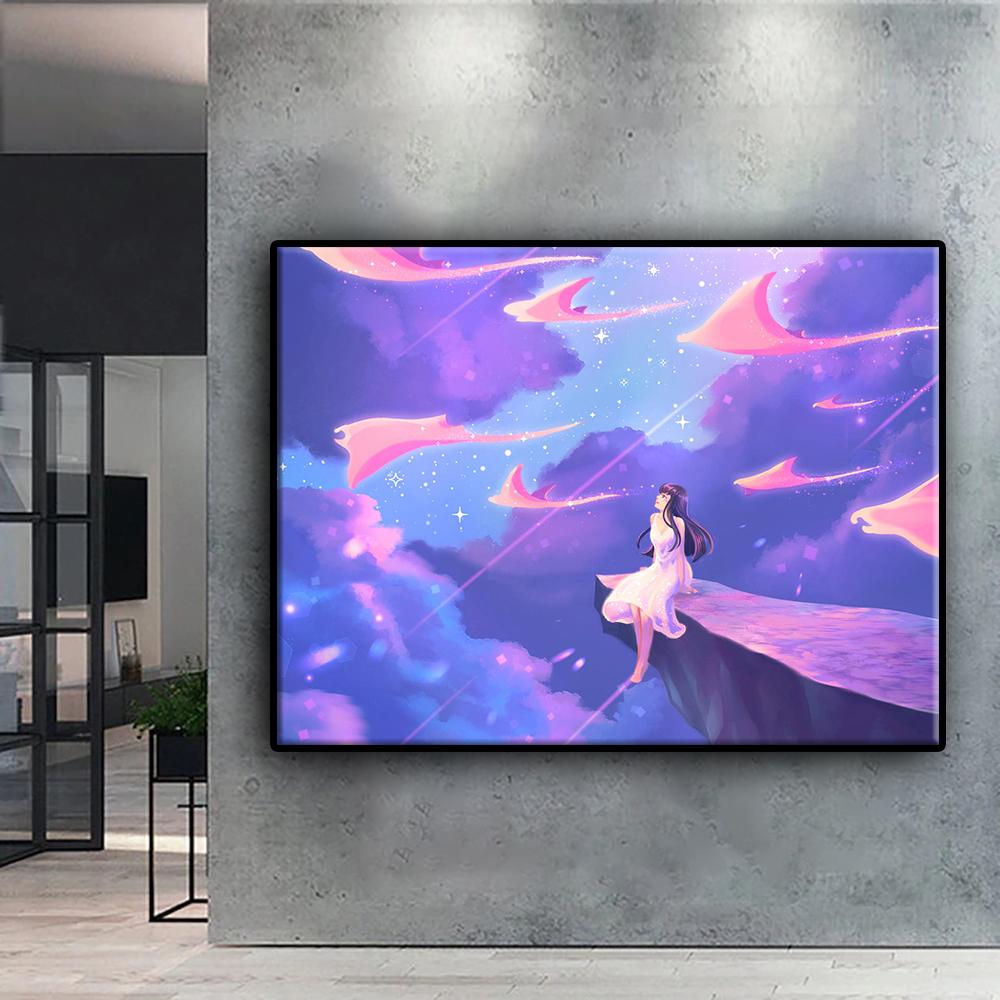 5D DIY Artistic Moon and Starry Sky Cross Stitch Rhinestones Diamond Drawing Embroidery Mosaic Home Decor