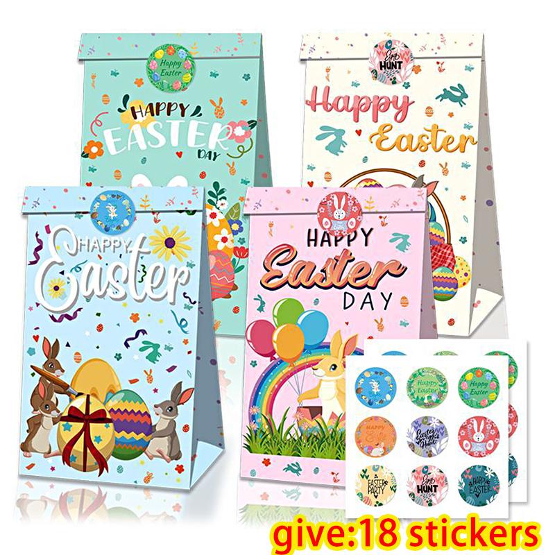 

1 Set New Square Bottom Easter Party Bag Gift Shopping Bag Paper Bag High Quality Simple