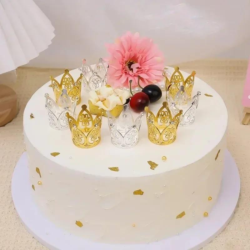 20/1 STÜCK Mini Krone Kuchen Dekoration Prinzessin Topper Glänzende Perle Tiara Kinder Haarschmuck Hochzeit Geburtstagsfeier Kuchen Zubehör