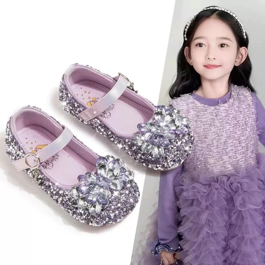 Girls' Fashionable Princess Shoes Children's High-end Crystal Shoes Soft-soled Small Leather Shoes Girls' Lightweight Shoes