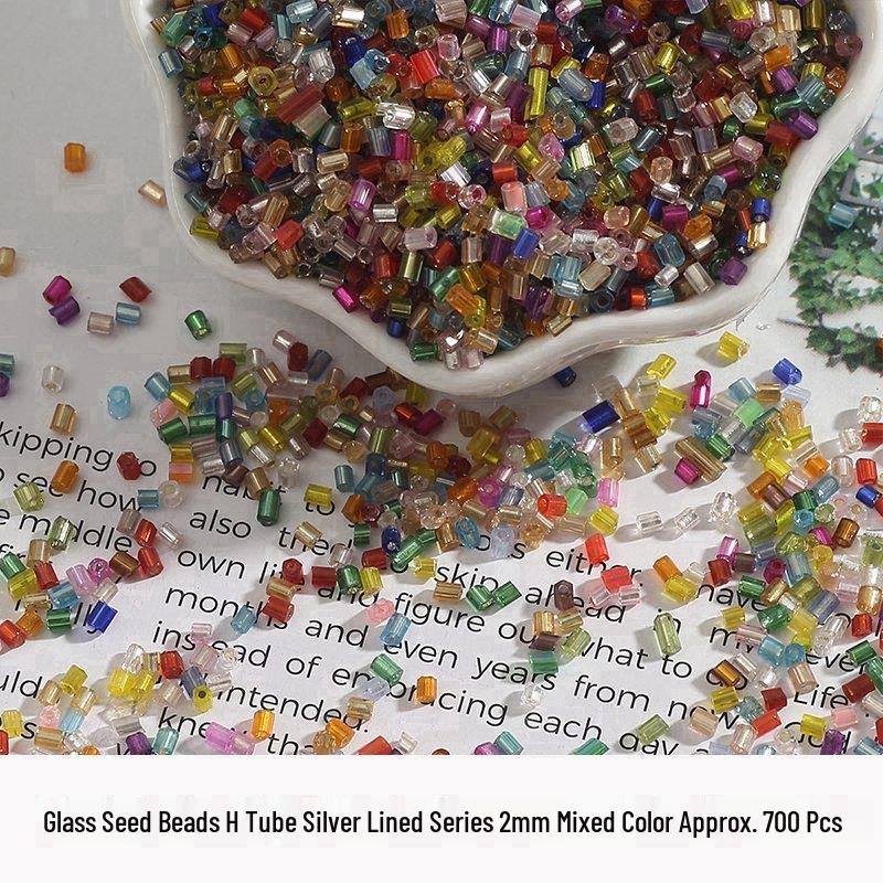 Silver-Lined Glass Rice Beads: 2-4mm Mixed Colors for Handmade Jewelry & DIY Crafts