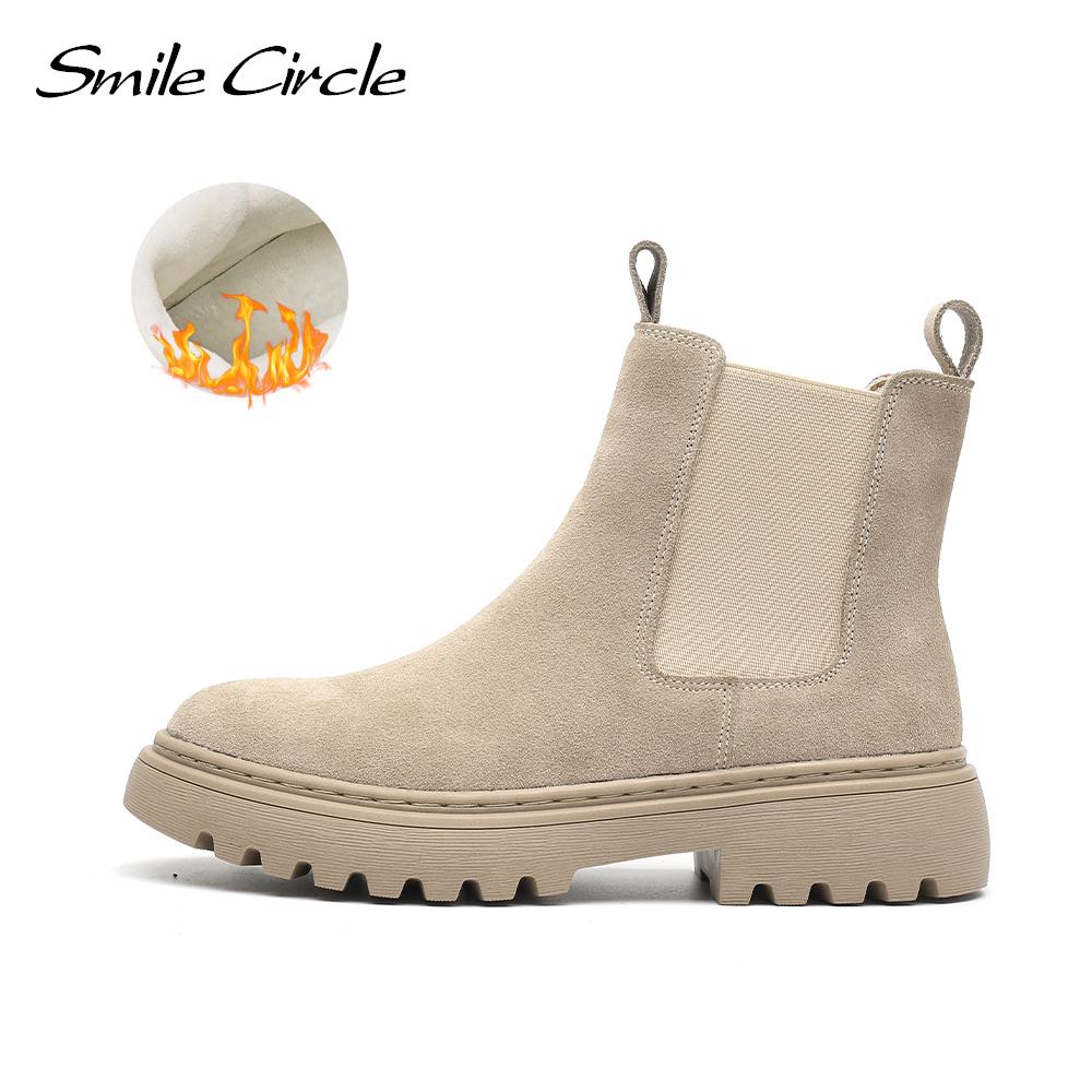 Chelsea Boots Suede Leather Ankle Boots Women Autumn Slip-On Platform Boots Fashion Booties Femme