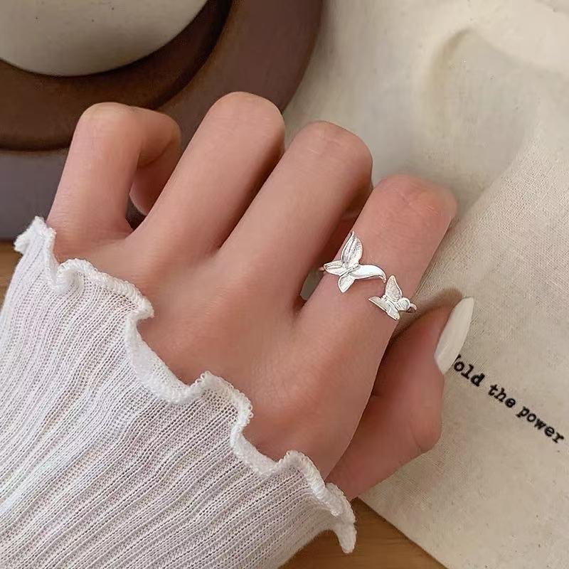 925 Sterling Silver Butterfly Women's Open Ring: Elegant Luxury, Index Finger Design
