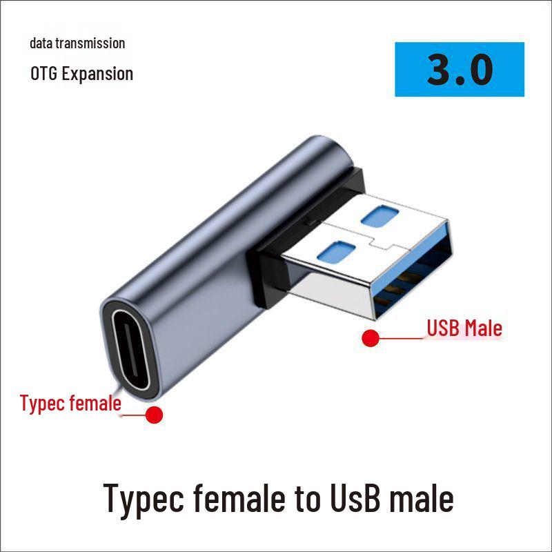 USB Type-C samec na samici 90° pravý úhel vertikální adaptér - kompatibilní s Thunderbolt 3