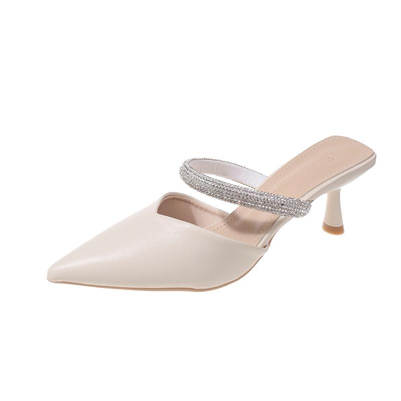 

Fairy wind water diamond with cool slippers female outer wear 2025 winter European and American new high-heeled hot diamond wine glass and slippers fe 39