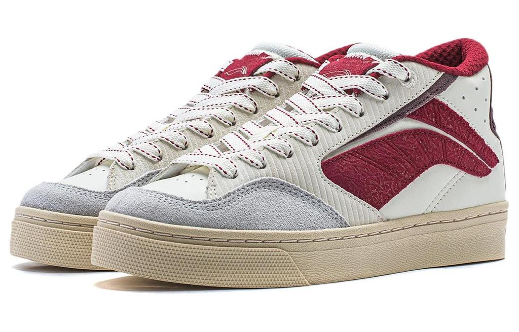 Li Ning 180 Slip Resistant Cushioning Abrasion Resistant Support Low top Skateboard Shoes Men's White Red AECU007-3