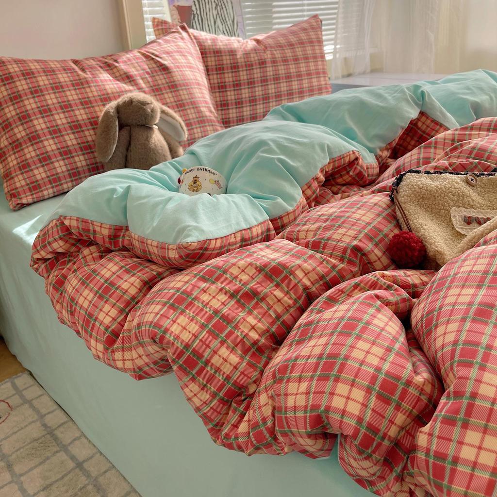New Fresh Style Cotton Cartoon Duvet Cover Set for Mother and Baby - Includes 4-Piece and 3-Piece Sets with Fitted Sheet