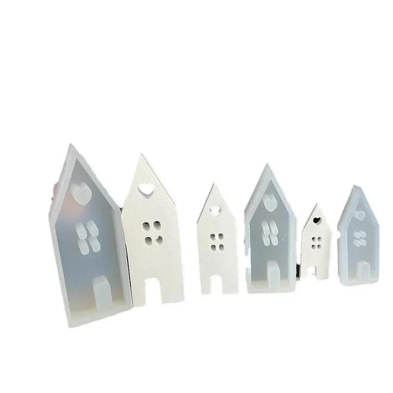 Neues Herzhaus Silikonform Heimdekoration Häuser Modell Harz Tropfkleber Dekorationen Form Gips Ornament Schokoladenformen