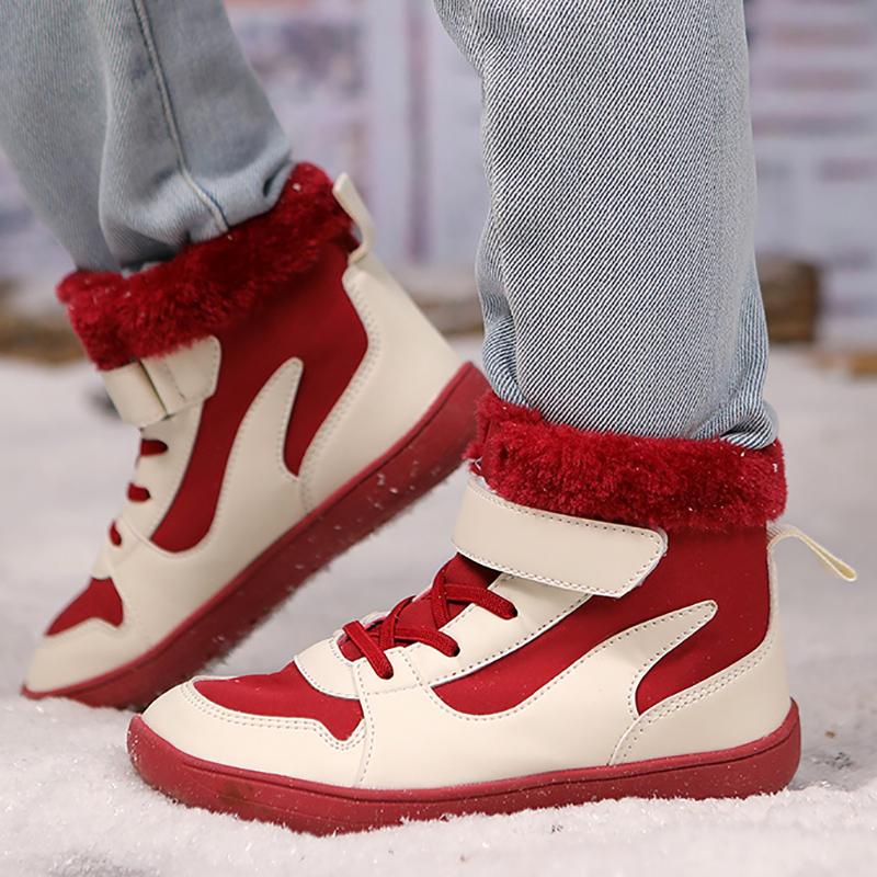 Winter Kids Wide Toe Barefoot Snow Boots Boys Girls Warm Fur Lined Shoes for Boys Girls Cold Weather Outdoor Sneakers Non-slip