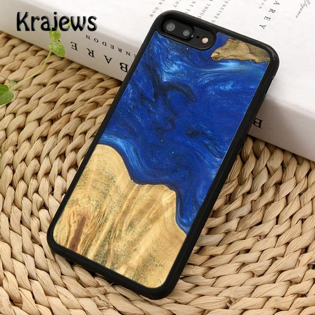 Krajews Wood Resin Glue Gel Phone Case Cover For iPhone 17 Air 16 15 14 Plus 12 13 Pro Max Coque Shell Fundas