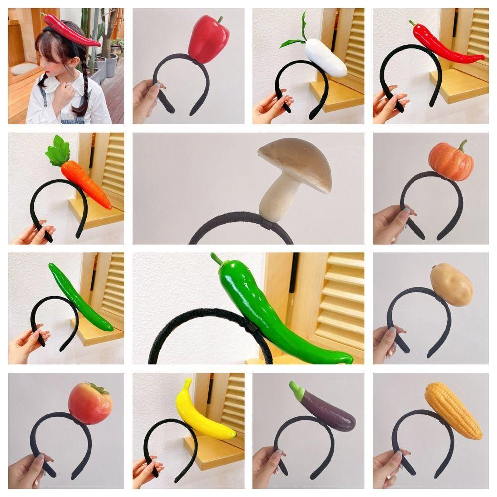 Cute Tomato Simulated Food Hair Hoop Potato Banana Fruits Headband Headwear Radish Vegetable Hair Bands Wash Face