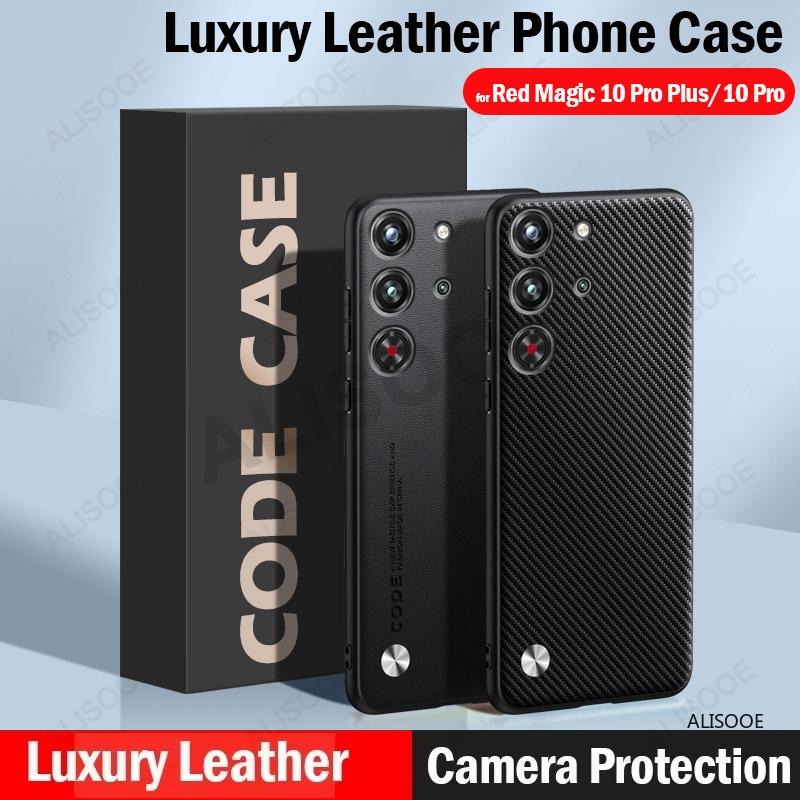 Hülle für Nubia Red Magic 10 Pro Plus Hülle Luxus Fasertextur PU-Leder Schutz Rückseite Abdeckung Capa für RedMagic 10 Pro+ Hüllen
