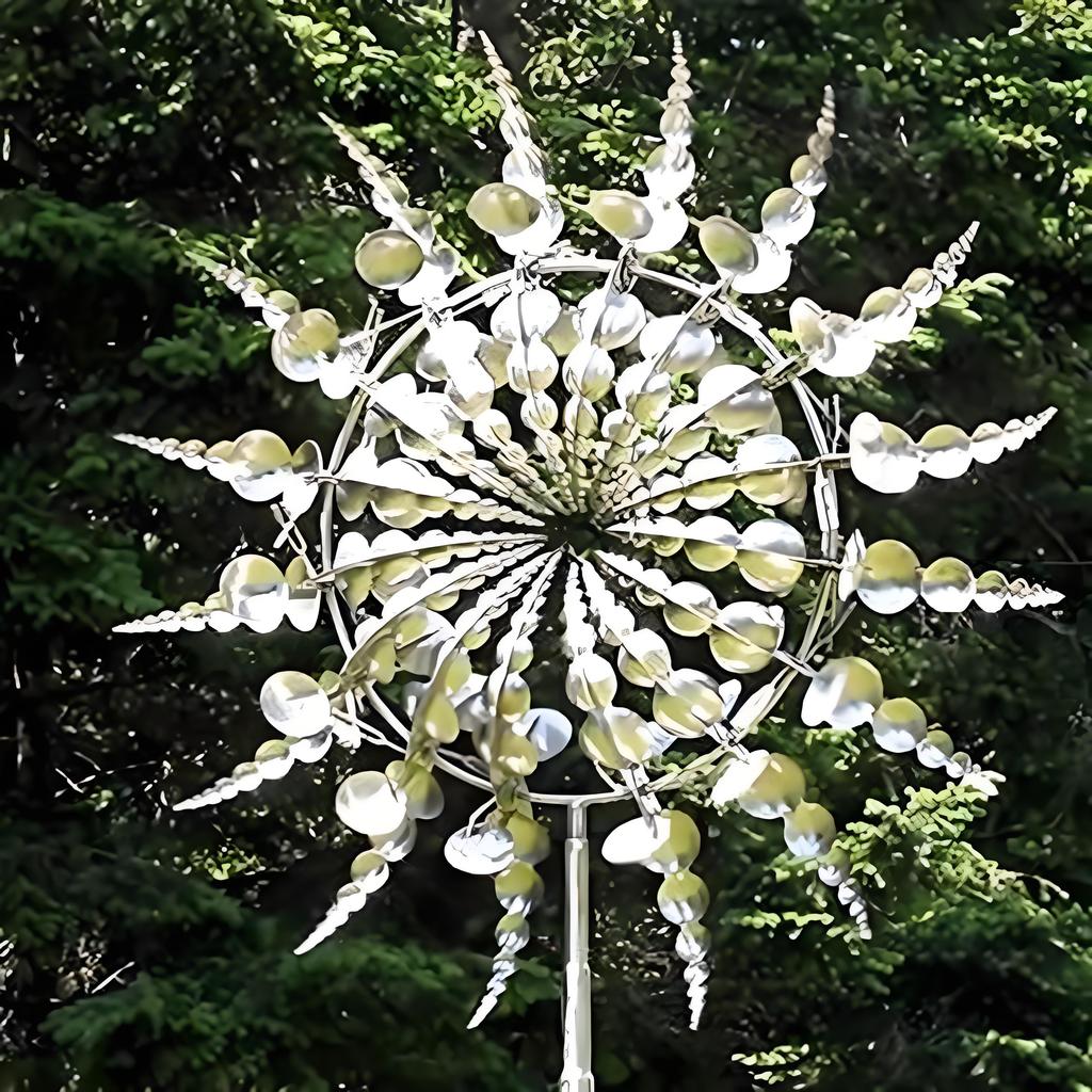 Wind & Solar Powered Kinetic Windmill | 3D Spinning Garden Sculpture | Outdoor Metal Art for Yard Patio Decoration