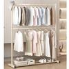Double Layer Floor Standing Clothes Rack for Bedroom and Balcony