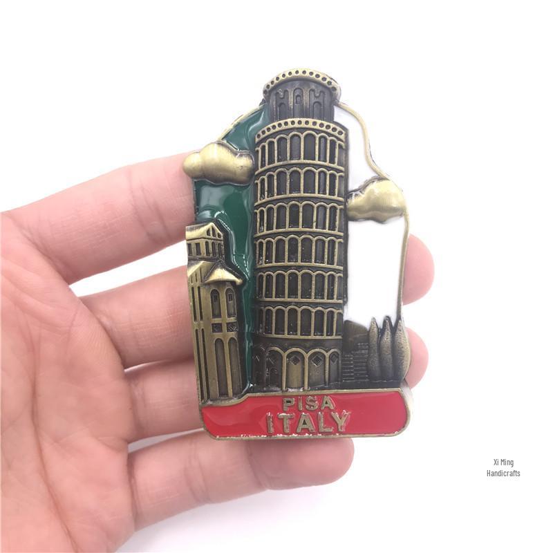 3D Metal Fridge Magnet: USA, England, Italy, Madrid, Dubai, Belgium, India, Israel - High-End Commemorative Collection