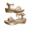 Wedge sandals summer new thick-soled muffin rhinestone waterproof table high-heeled Roman shoes