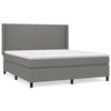 3131282 vidaXL Lit à sommier tapissier avec matelas Gris foncé 160x200cm Tissu