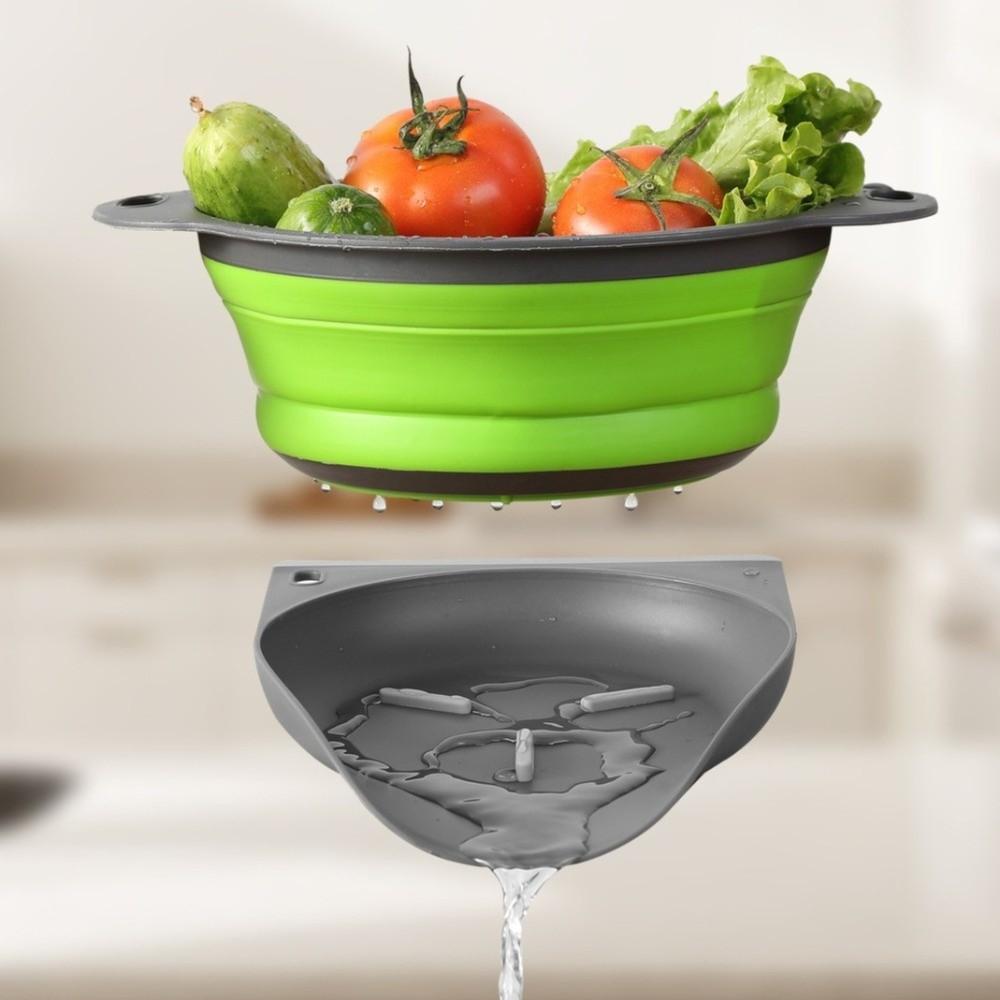 Large Collapsible Colander PP TPR Over-Sink Side Drain Food Strainer Nested Design Water Draining Base for Edge of Kitchen Sink