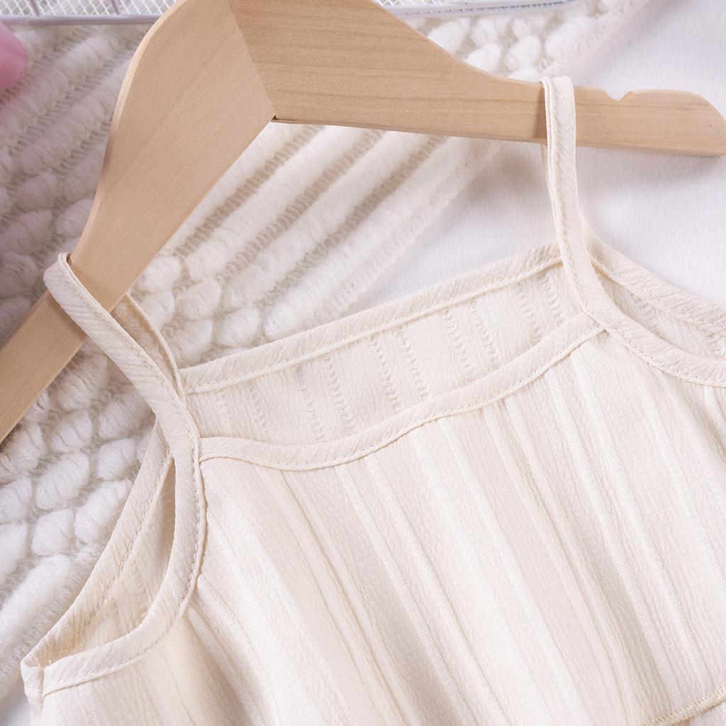 Girls Solid Color Suspenders Summer Suspenders Ruffles + Wide Leg Pants 2 Pieces Dress Set White Cute Elegant Baby Clothes