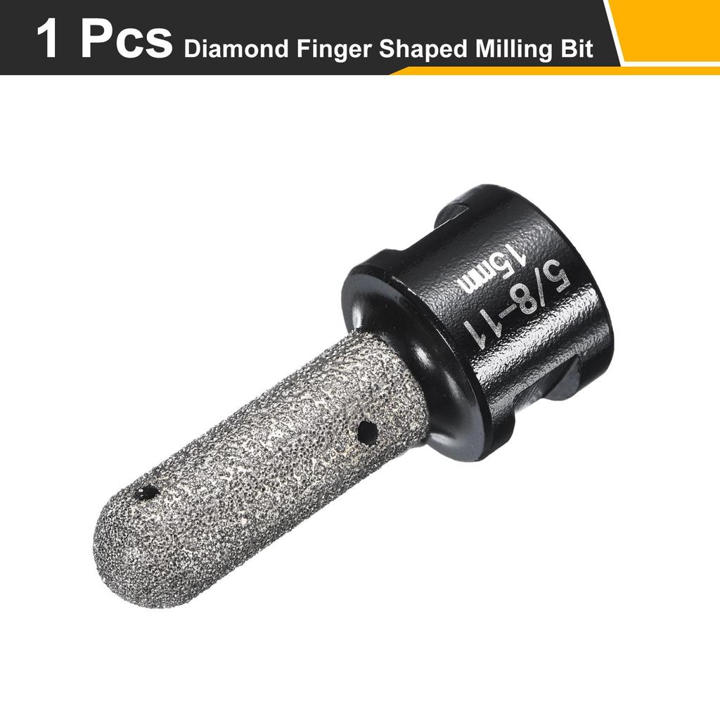Uxcell Diamond Finger Milling Bit, 15mm, 2-Hole, 5/8"-11 Screw, for Marble Countertops, Hole Enlargement and Shaping, Black