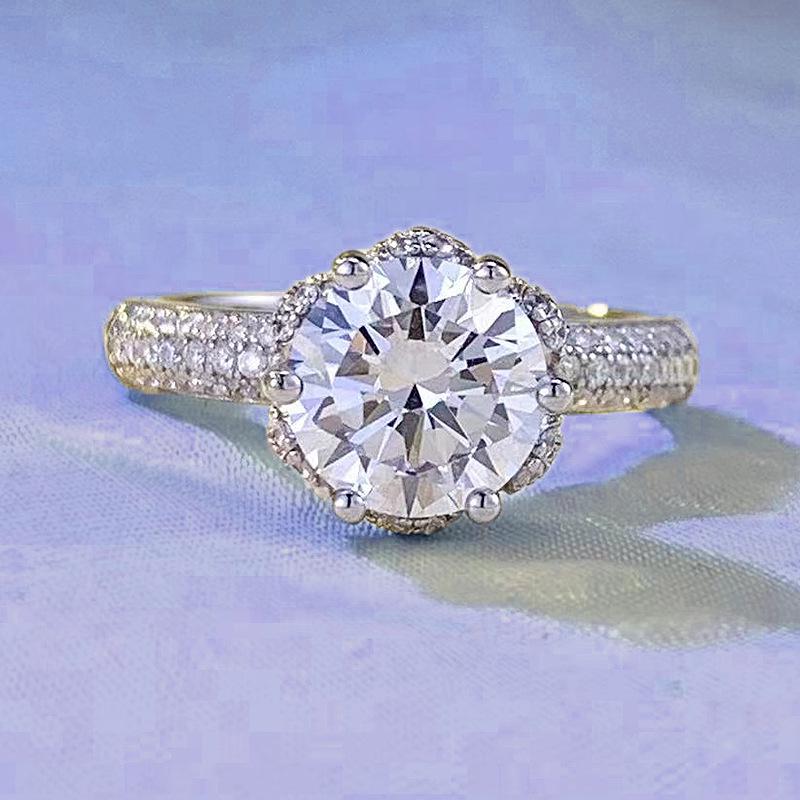 

Hui Zhi Yi 2023 Серебро 925 пробы 8,0 мм Кольцо-пестик с имитацией бриллианта: Изысканные свадебные украшения для женщин Size 7 платиновый