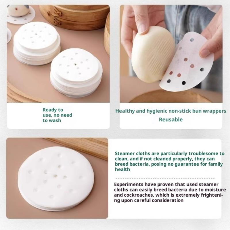 100/400 Stück Einweg-Dampfpapier Backpapier Silikonölpapier Antihaft-Dampfbeständiges Papier Dampfgitter für Brötchen