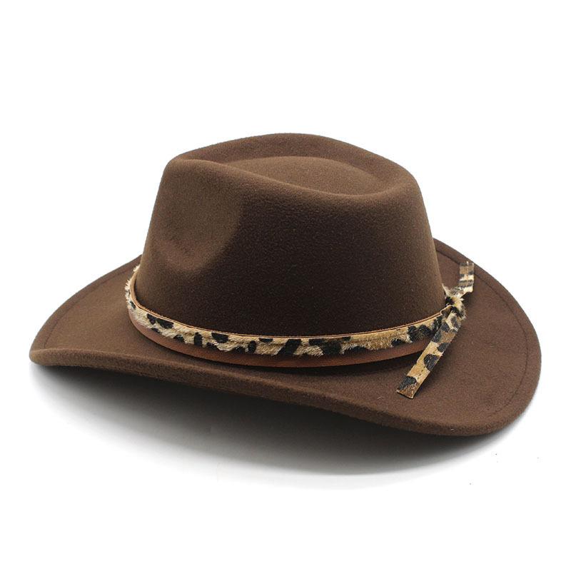 Western Cowboy Top Hat British Classic Jazz Hat Wool Hat Big Eaves Hat
