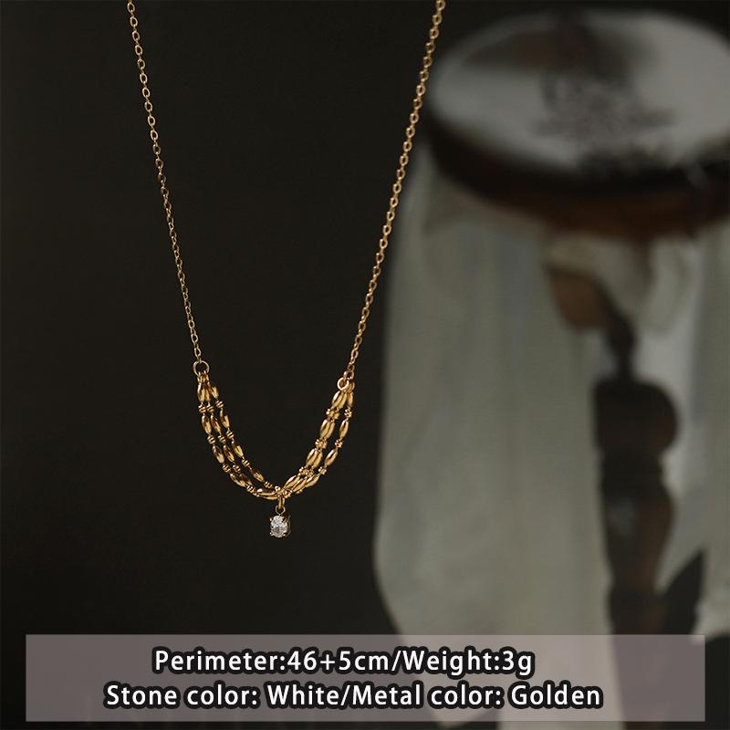 

Simple Temperament Multi-Layer Tassel Zircon Stainless steel Necklace For Women Sexy Collarbone Chain Fashion Jewelry Accessorie