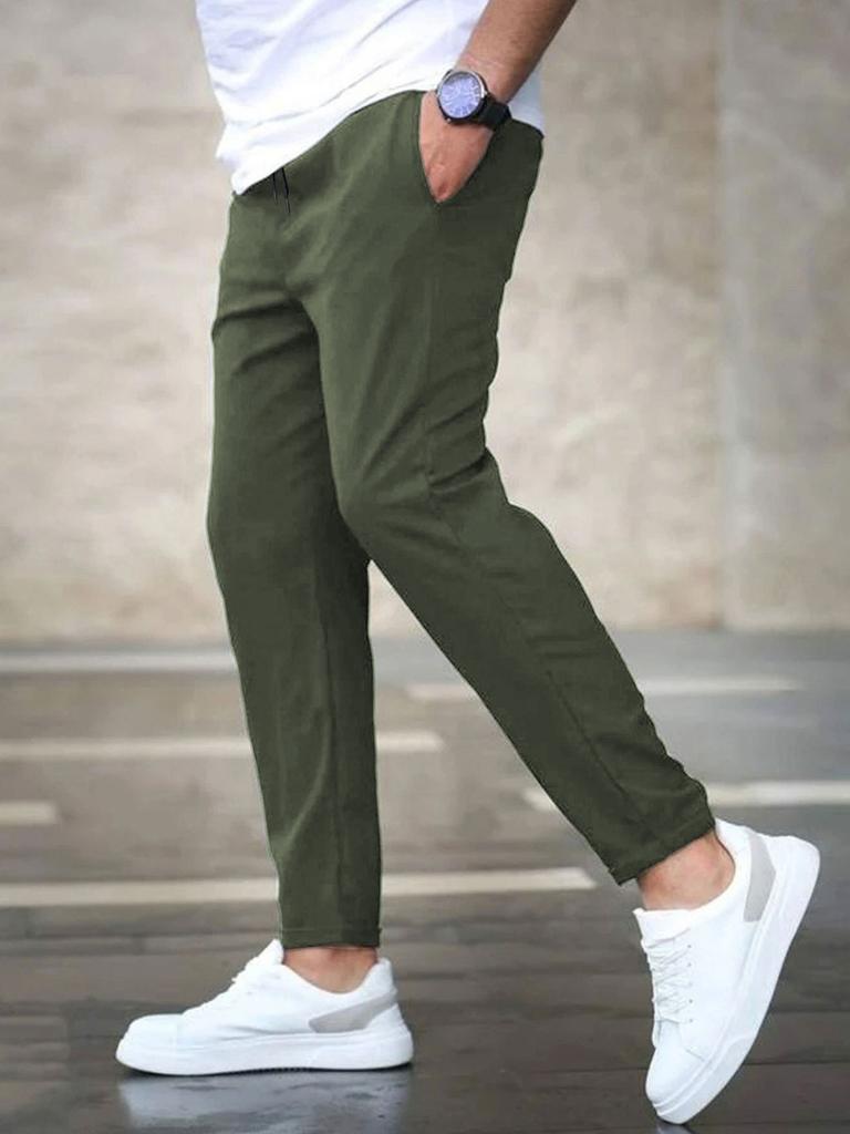 Men Casual Nine Pants With Polyester Fabric For Autumn Everyday Wear