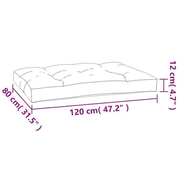 VidaXL Pallet Cushion Grey 120x80x12 Cm Fabric, Cushion, Chair Cushion, Seat Cushion, Outdoor Cushion, 360514