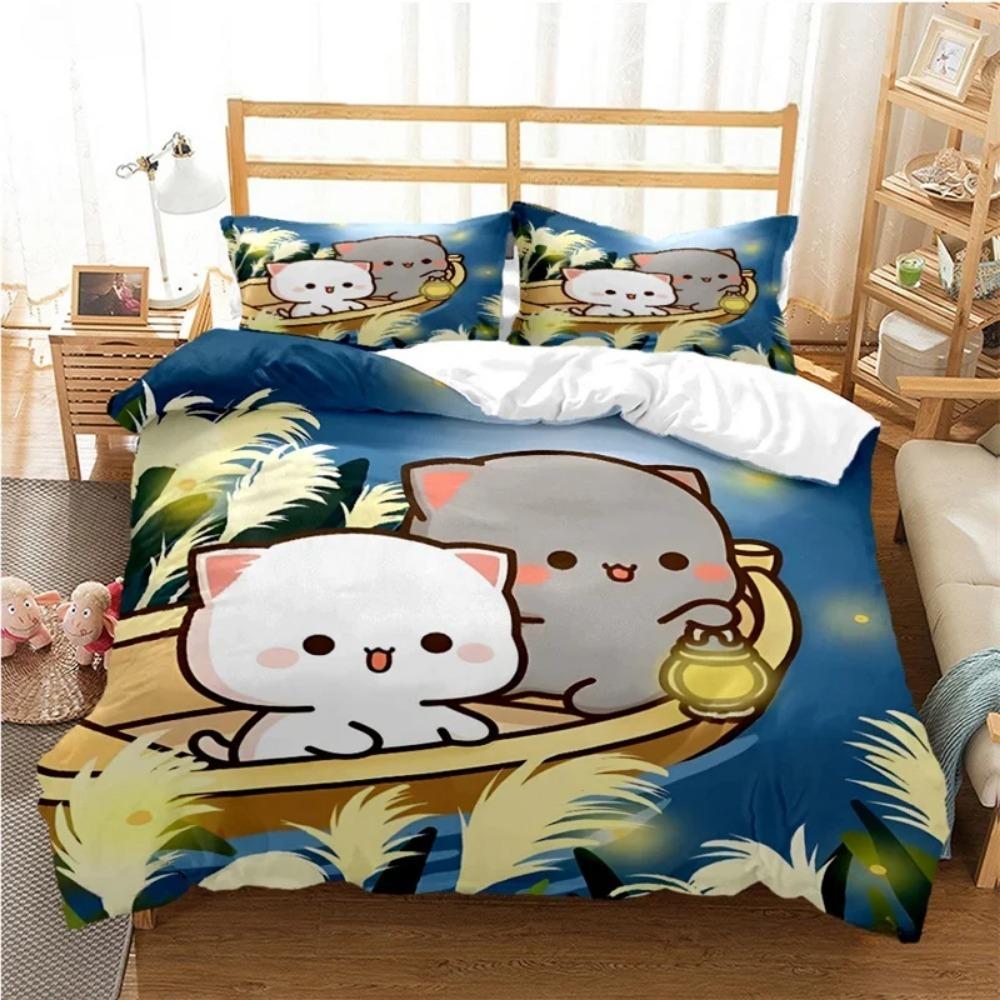 Cartoon Cute Bear Microfibre Bedding Sets,Children'sBirthday Gift with Zip Room Decor Teenagers adult 3-Piece  Duvet Cover