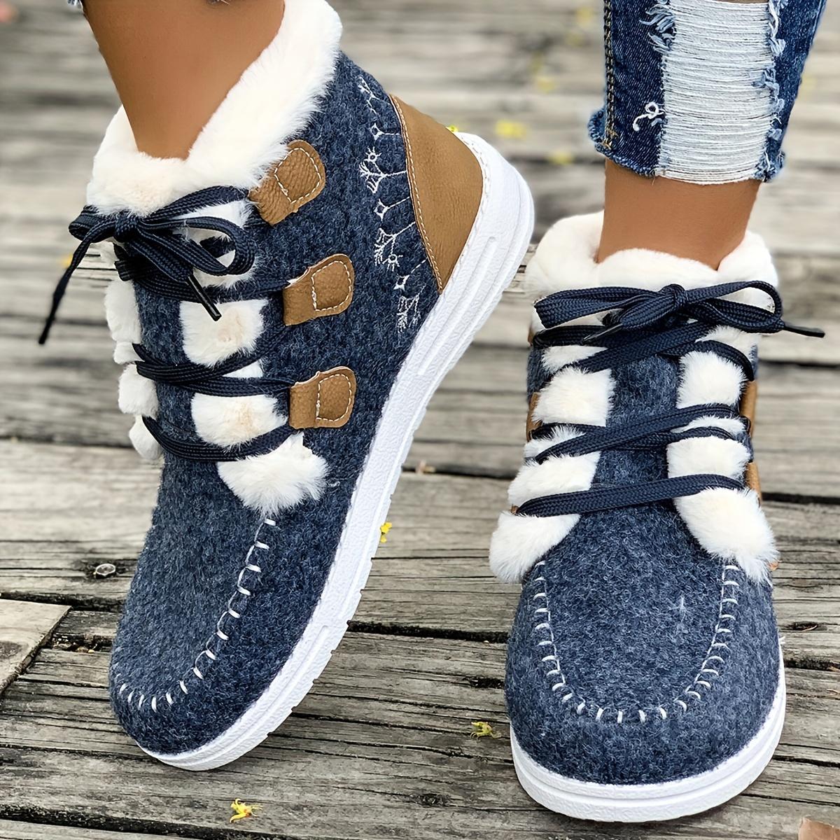 

Женские теплые и бархатные зимние ботинки, теплые и нескользящие ботильоны на шнуровке, толстый мех, удобный для зимы 42