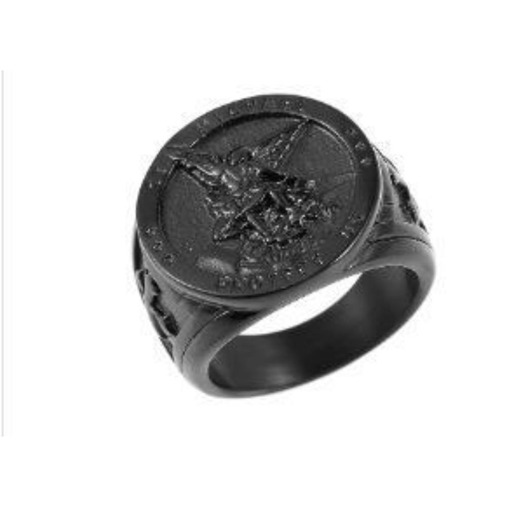 

Кольцо-печать Крест Ангела для мужчин из нержавеющей стали 316L, готическая ювелирика, уникальный дизайн, модное заявление US code No. 15