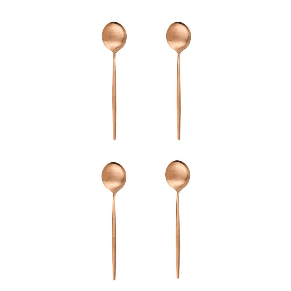 4Pcs Gold Matte Tea Spoon Cutlery Stainless Steel Coffee Spoon Silverware Small Stirring Spoon Tableware Kitchen Flatware