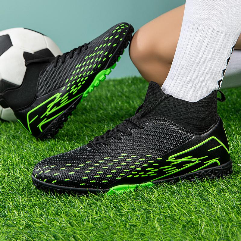 Men Soccer Shoes Short Nails Outdoor Training New High Help Ankle Protection Original Society Professional Football Field Boots