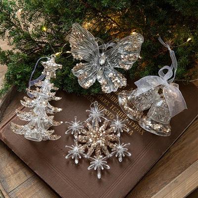 Pailletten Acryl Sneeuwvlok Kerstboomversieringen
