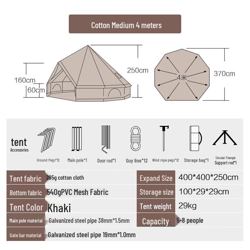 Outdoor Indian Teepee Tent with Stove Jack